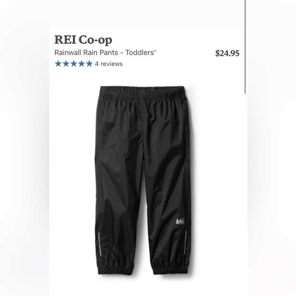 REI Rainwall Rain pants 3T NWOT